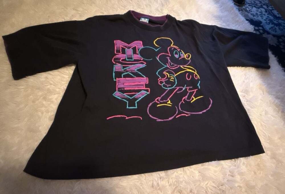 Vintage Disney Character Fashions Mickey Mouse Neon Graphic‎ T-Shirt One Size